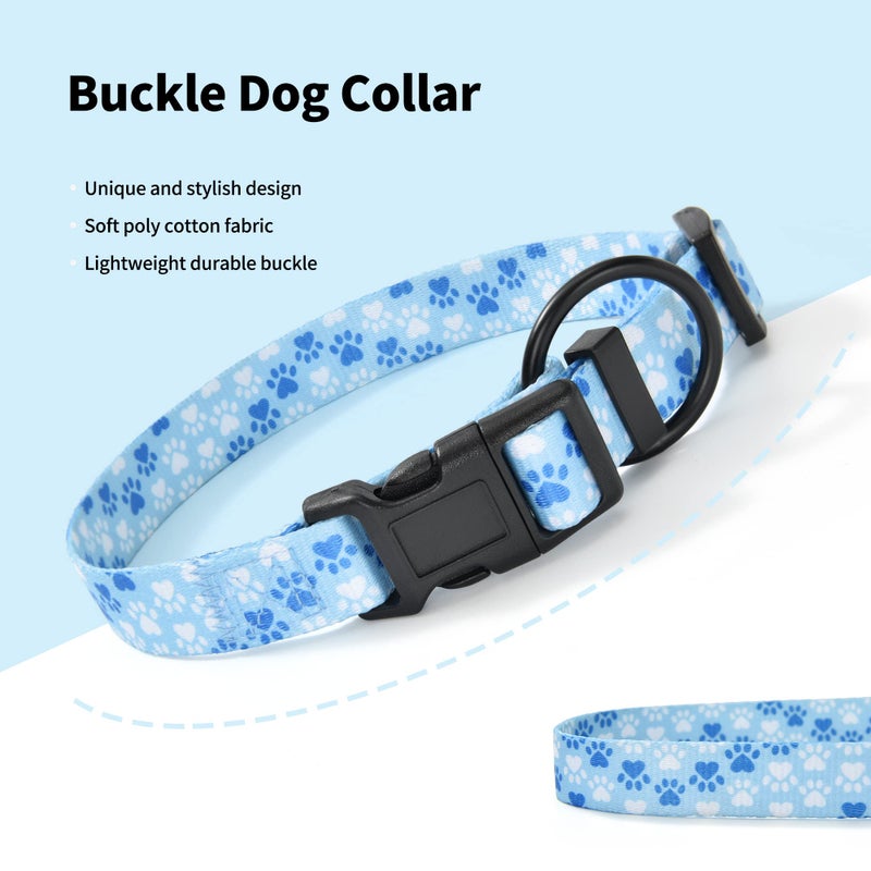 Mile High Life Nylon Puppy Dog Collar Nylon w Cute Patterns Lightweight Girl Boy Collar for Small/Medium/Large Dogs (Blue Foot, Small Neck 11"-15") - Image 3